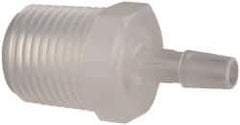 Made in USA - 1/4" Barb, 1/4, Polypropylene Single Barbed Tube Adapter - Natural, Male - Exact Tool & Supply