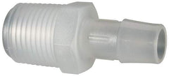 Made in USA - 1/2" Barb, 1/2, Polypropylene Single Barbed Tube Adapter - Natural, Male - Exact Tool & Supply