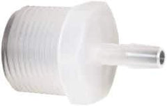 Made in USA - 1/4" Barb, 1/4, Polypropylene Single Barbed Tube Adapter - Natural, Male - Exact Tool & Supply