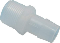 Made in USA - 3/4" Barb, 3/4, Polypropylene Single Barbed Tube Adapter - Natural, Male - Exact Tool & Supply