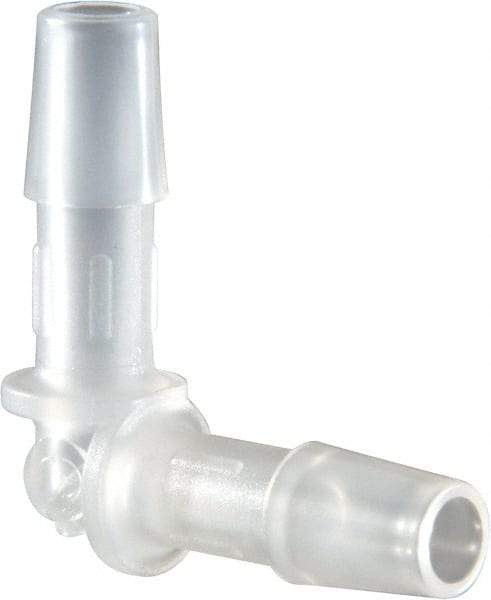 Made in USA - 1/4" Barb, Polypropylene Single Barbed Tube Elbow - Natural - Exact Tool & Supply