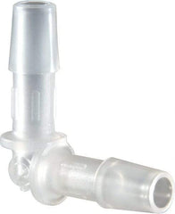 Made in USA - 1/4" Barb, Polypropylene Single Barbed Tube Elbow - Natural - Exact Tool & Supply