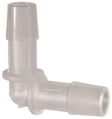 Made in USA - 3/8" Barb, Polypropylene Single Barbed Tube Elbow - Natural - Exact Tool & Supply