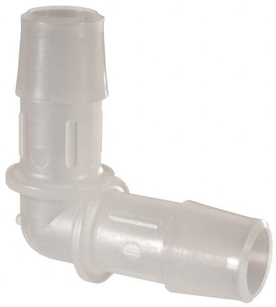 Made in USA - 1/2" Barb, Polypropylene Single Barbed Tube Elbow - Natural - Exact Tool & Supply