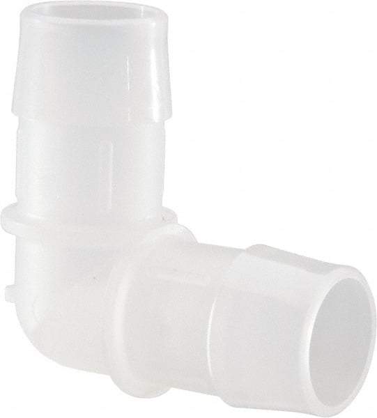 Made in USA - 1" Barb, Polypropylene Single Barbed Tube Elbow - Natural - Exact Tool & Supply