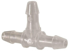 Made in USA - 3/32" Barb, Polypropylene Single Barbed Tube Tee - Natural - Exact Tool & Supply