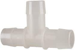 Made in USA - 1" Barb, Polypropylene Single Barbed Tube Tee - Natural - Exact Tool & Supply