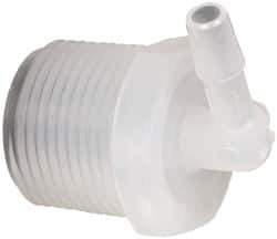 Made in USA - 1/4" Barb, 1/4, Polypropylene Single Barbed Tube Elbow - Natural, Male - Exact Tool & Supply