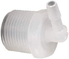 Made in USA - 1/4" Barb, 1/4, Polypropylene Single Barbed Tube Elbow - Natural, Male - Exact Tool & Supply