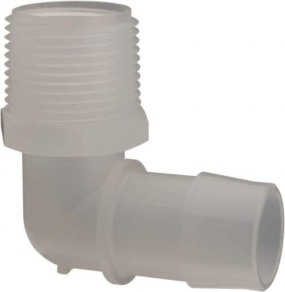 Made in USA - 1" Barb, 1, Polypropylene Single Barbed Tube Elbow - Natural, Male - Exact Tool & Supply