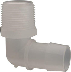 Made in USA - 1" Barb, 1, Polypropylene Single Barbed Tube Elbow - Natural, Male - Exact Tool & Supply
