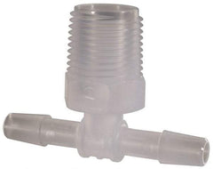 Made in USA - 1/4" Barb, 1/4, Polypropylene Single Barbed Tube Branch Tee - Natural, Male - Exact Tool & Supply