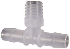 Made in USA - 1/2" Barb, 1/2, Polypropylene Single Barbed Tube Branch Tee - Natural, Male - Exact Tool & Supply