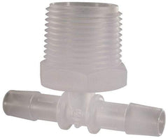 Made in USA - 3/8" Barb, 3/8, Polypropylene Single Barbed Tube Branch Tee - Natural, Male - Exact Tool & Supply