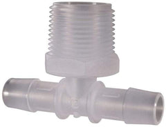 Made in USA - 1/2" Barb, 1/2, Polypropylene Single Barbed Tube Branch Tee - Natural, Male - Exact Tool & Supply