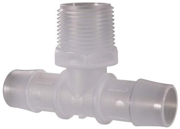 Made in USA - 3/4" Barb, 3/4, Polypropylene Single Barbed Tube Branch Tee - Natural, Male - Exact Tool & Supply