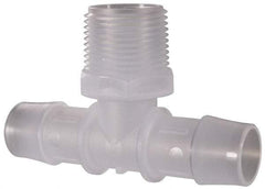 Made in USA - 3/4" Barb, 3/4, Polypropylene Single Barbed Tube Branch Tee - Natural, Male - Exact Tool & Supply