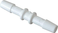 Made in USA - 1/4" Barb, Polypropylene Single Barbed Tube Splicer - White - Exact Tool & Supply