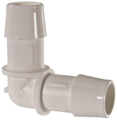 Made in USA - 5/8" Barb, Polypropylene Single Barbed Tube Elbow - White - Exact Tool & Supply