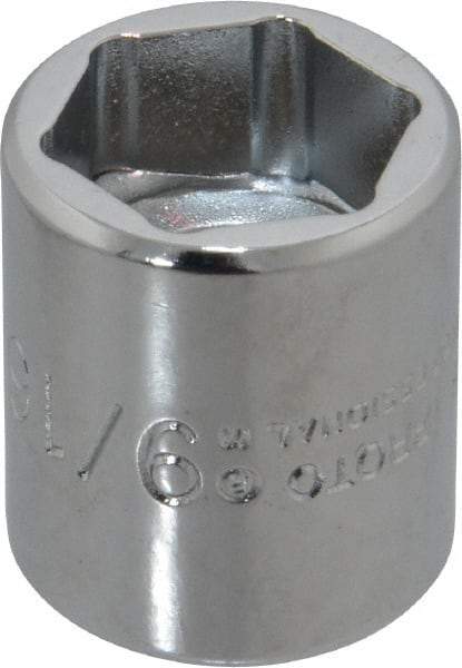 Proto - 9/16", 3/8" Drive, Standard Hand Socket - 6 Points, 7/8" OAL, Chrome Finish - Exact Tool & Supply