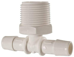 Made in USA - 1/2" Barb, 1/2, Polypropylene Single Barbed Tube Branch Tee - White, Male - Exact Tool & Supply