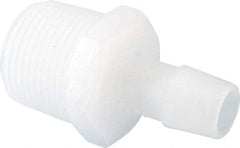 Made in USA - 1/2" Barb, 1/2, Kynar Single Barbed Tube Adapter - Natural, Male - Exact Tool & Supply