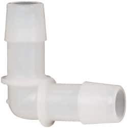 Made in USA - 1/2" Barb, Kynar Single Barbed Tube Elbow - Natural - Exact Tool & Supply