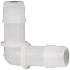 Made in USA - 1/2" Barb, Kynar Single Barbed Tube Elbow - Natural - Exact Tool & Supply