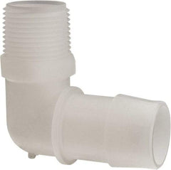 Made in USA - 1" Barb, 1, Kynar Single Barbed Tube Elbow - Natural, Male - Exact Tool & Supply