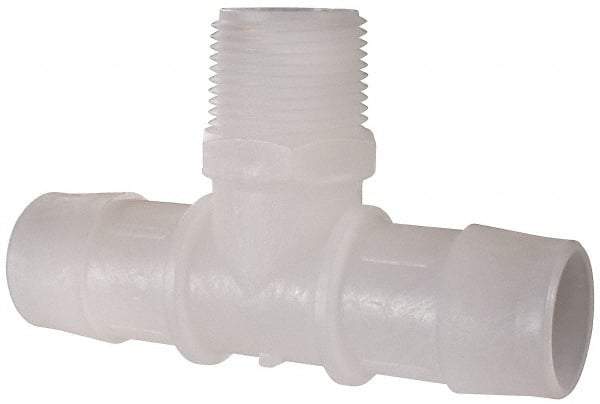 Made in USA - 1" Barb, 1, Kynar Single Barbed Tube Branch Tee - Natural, Male - Exact Tool & Supply