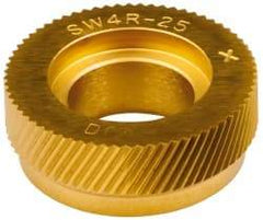 Dorian Tool - 1" Diam, 90° Tooth Angle, 25 TPI, Standard (Shape), Form Type Cobalt Right-Hand Diagonal Knurl Wheel - 3/8" Face Width, 1/2" Hole, Circular Pitch, 30° Helix, TiN Finish, Series SW4 - Exact Tool & Supply