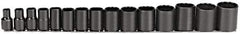 Proto - 15 Piece 1/2" Drive Socket Set - 12 Points, 3/8" to 1-1/4" Range, Inch Measurement Standard - Exact Tool & Supply