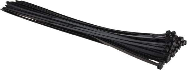Thomas & Betts - 24" Long Black Nylon Standard Cable Tie - 175 Lb Tensile Strength, 2.15mm Thick, 7.2" Max Bundle Diam - Exact Tool & Supply
