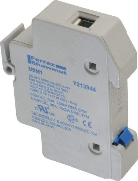 Ferraz Shawmut - 1 Pole, 1000 VDC and 800 VAC, 30 Amp, DIN Rail Mount Fuse Holder - Compatible with CC Class, 1-1/2 Inch Long x 0.69 Inch Wide and 13/32 Inch Diameter Fuse - Exact Tool & Supply