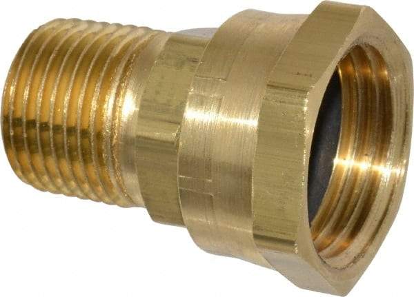 Dixon Valve & Coupling - 1/2 NPTF & 3/4 NH Garden Hose Fitting - Brass, Female Hose to Male Pipe Swivel Connector - Exact Tool & Supply