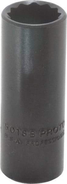 Proto - 9/16", 3/8" Drive, Deep Hand Socket - 12 Points, 2-1/8" OAL, Alloy Steel, Black Finish - Exact Tool & Supply