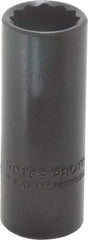 Proto - 9/16", 3/8" Drive, Deep Hand Socket - 12 Points, 2-1/8" OAL, Alloy Steel, Black Finish - Exact Tool & Supply