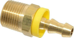 Cerro - 1/4" ID 3/8 NPTF Barbed Push On Male Connector - Brass - Exact Tool & Supply