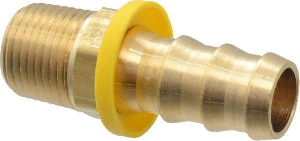 Cerro - 5/8" ID 1/2 NPTF Barbed Push On Male Connector - Brass - Exact Tool & Supply