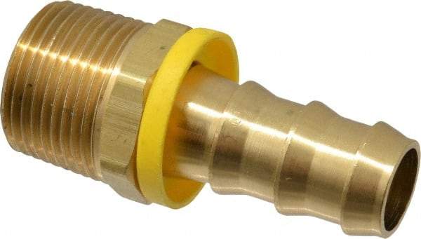 Dixon Valve & Coupling - 5/8" ID 3/4 NPTF Barbed Push On Male Connector - Brass - Exact Tool & Supply