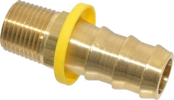 Dixon Valve & Coupling - 3/4" ID 1/2 NPTF Barbed Push On Male Connector - Brass - Exact Tool & Supply