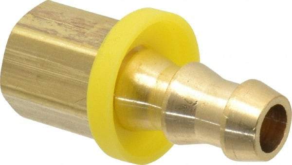 Cerro - 3/8" ID 1/4 NPTF Barbed Push On Female Connector - Brass - Exact Tool & Supply