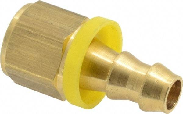 Dixon Valve & Coupling - 3/8" ID 3/8 NPTF Barbed Push On Female Connector - Brass - Exact Tool & Supply