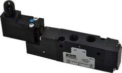 Parker - 1/8", 4-Way Body Ported Stacking Solenoid Valve - 120 VAC, 0.75 CV Rate, Air Return, 2.14" High x 4.67" Long - Exact Tool & Supply