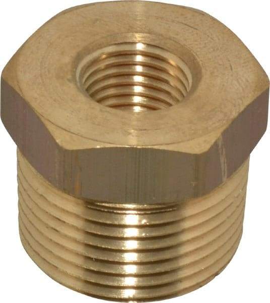 Cerro - 3/4 Male Thread x 1/4 Female Thread, Brass Industrial Pipe Hex Bushing - MNPTF x FNPTF, 1,200 psi - Exact Tool & Supply