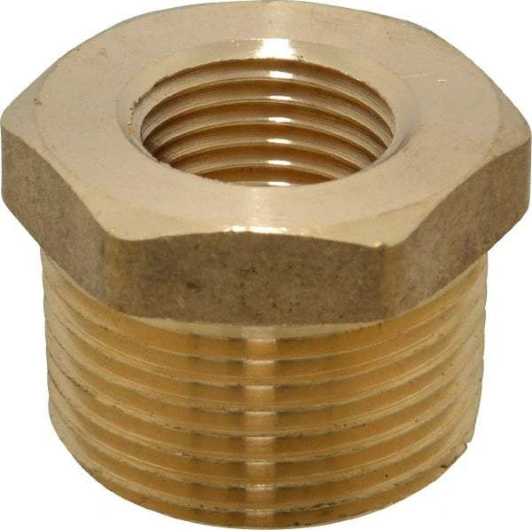 Cerro - 1 Male Thread x 1/2 Female Thread, Brass Industrial Pipe Hex Bushing - MNPTF x FNPTF, 1,200 psi - Exact Tool & Supply