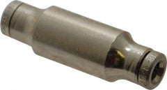 Norgren - 1/8" Outside Diam, Nickel Plated Brass Push-to-Connect Tube Union - 260 Max psi, Tube to Tube Connection - Exact Tool & Supply