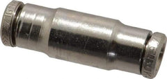 Norgren - 3/16" Outside Diam, Nickel Plated Brass Push-to-Connect Tube Union - 260 Max psi, Tube to Tube Connection - Exact Tool & Supply
