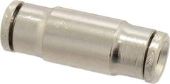 Norgren - 1/4" Outside Diam, Nickel Plated Brass Push-to-Connect Tube Union - 260 Max psi, Tube to Tube Connection - Exact Tool & Supply