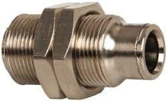 Norgren - 3/8" Outside Diam, M20x1.5, Nickel Plated Brass Push-to-Connect Bulkhead Union - 260 Max psi, Tube to Tube Connection - Exact Tool & Supply